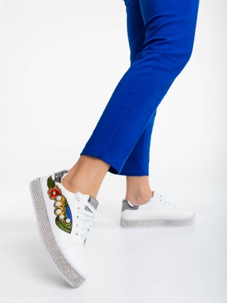 Incaltaminte Dama, Pantofi sport dama albi din piele ecologica Sonna - Kalapod.net