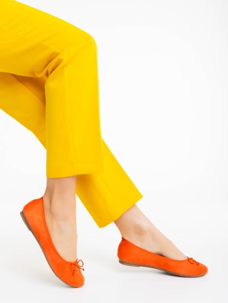 NOUTATI, Balerini dama portocalii din material textil Amelia - Kalapod.net