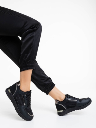NOUTATI, Pantofi sport dama negri din piele ecologica Litsa - Kalapod.net
