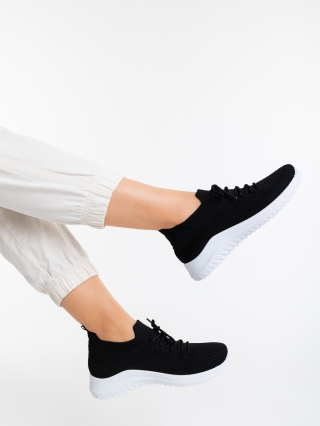 NOUTATI, Pantofi sport dama negri cu alb din material textil Therese - Kalapod.net