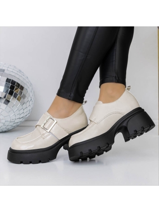 Pantofi casual dama bej din piele ecologica Icilia - Kalapod.net