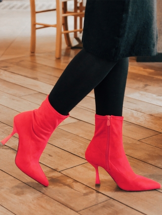 Botine dama fucsia din material textil Adisia - Kalapod.net