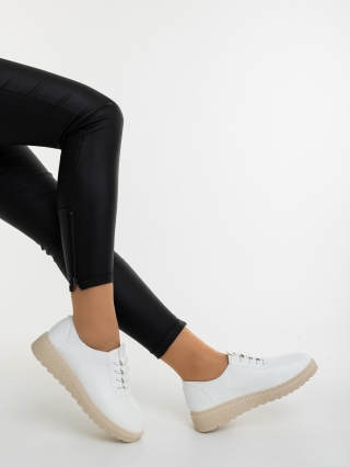 MEI - 10%, Pantofi casual dama albi din piele ecologica Maeria - Kalapod.net