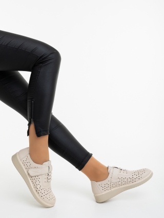 MEI - 10%, Pantofi casual dama bej din piele ecologica Neara - Kalapod.net