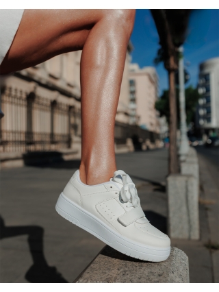 Pantofi Sport Dama, Pantofi sport dama albi din piele ecologica Sonal - Kalapod.net