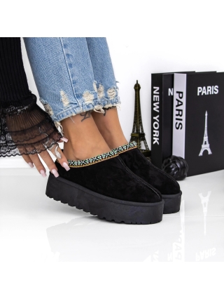 Papuci dama negri din material textil Karama - Kalapod.net