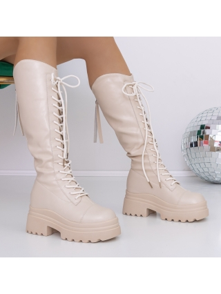 Cizme Dama , Cizme  dama cu platforma negre din piele ecologica Asada - Kalapod.net