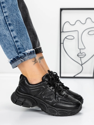 Incaltaminte Dama, Pantofi sport dama negri din piele ecologica Karisa - Kalapod.net