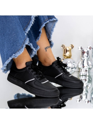 Incaltaminte Dama, Pantofi sport dama negri din piele ecologica Evada - Kalapod.net