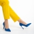Pantofi dama albastri din material textil cu toc Zaida - Kalapod.net