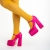 Pantofi dama fucsia din material textil cu toc Caira, 4 - Kalapod.net