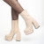 Botine dama bej din material textil cu toc Edie, 3 - Kalapod.net