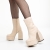 Botine dama bej din material textil cu toc Edie, 4 - Kalapod.net