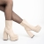 Botine dama bej din material textil cu toc Edie, 5 - Kalapod.net