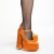 Pantofi dama portoocalii din material textil cu toc Caira, 3 - Kalapod.net