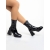 Botine dama negre din piele ecologica lacuita cu toc Leora - Kalapod.net