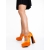 Pantofi dama portocalii cu toc din material textil Regena, 2 - Kalapod.net