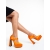 Pantofi dama portocalii cu toc din material textil Regena - Kalapod.net
