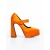 Pantofi dama portocalii cu toc din material textil Regena, 5 - Kalapod.net