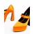 Pantofi dama portocalii cu toc din material textil Regena, 6 - Kalapod.net