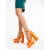 Pantofi dama portocalii cu toc din material textil Darya, 3 - Kalapod.net