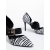 Pantofi dama albi cu negru cu toc din material textil Sadiya, 9 - Kalapod.net
