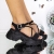 Sandale dama cu platforma negre din piele ecologica Tanara - Kalapod.net