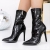 Botine dama cu toc negre din piele ecologica lacuita Zenara - Kalapod.net