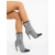 Botine dama cu toc negre din piele ecologica si material textil Sinary - Kalapod.net