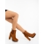 Botine dama cu toc maro din material textil Themara - Kalapod.net