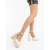 Pantofi dama cu toc bej din material textil Brilia - Kalapod.net