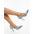 Pantofi dama cu toc albastri  din material textil Bakaria, 4 - Kalapod.net
