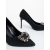 Pantofi dama cu toc negri din material textil Severa, 6 - Kalapod.net
