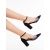 Pantofi dama cu toc negri din material textil Tesada, 4 - Kalapod.net