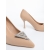 Pantofi dama cu toc bej inchis din material textil Mezara, 6 - Kalapod.net
