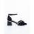 Sandale dama cu toc negre cu alb din material textil Simena, 5 - Kalapod.net