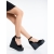 Sandale dama cu platforma negre din material textil Haruha, 2 - Kalapod.net