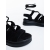 Sandale dama cu platforma negre din material textil Sadana, 6 - Kalapod.net
