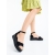Sandale dama cu platforma negre din material textil Tasara, 2 - Kalapod.net
