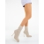 Botine dama cu toc bej deschis din material textil Maira, 2 - Kalapod.net