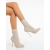 Botine dama cu toc bej deschis din material textil Maira - Kalapod.net