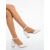 Pantofi dama albi cu toc din material textil Santura - Kalapod.net