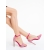 Sandale dama cu toc roz din material textil Mischa - Kalapod.net