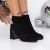 Botine dama negre din material sintetic Miharia - Kalapod.net