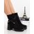 Botine dama cu toc negre din material textil Onyva - Kalapod.net