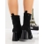 Botine dama cu toc negre din piele ecologica si material textil Amona, 5 - Kalapod.net