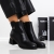 Botine dama cu toc negre din piele ecologica Meriva - Kalapod.net