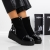 Botine dama cu toc negre din piele ecologica si material textil Ianara - Kalapod.net