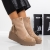 Botine dama cu toc bej din piele ecologica si material textil Ianara - Kalapod.net