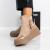 Botine dama cu toc bej din piele ecologica si material textil Ianara, 4 - Kalapod.net